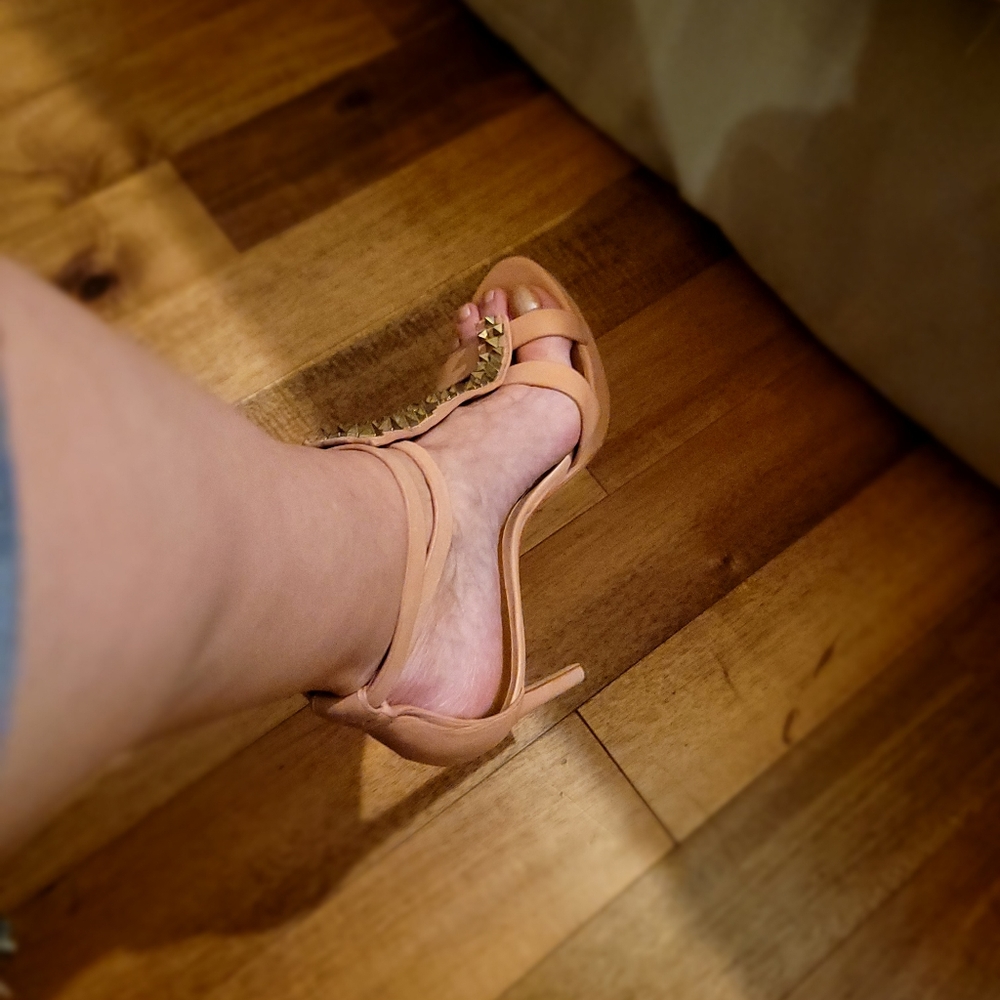 Rachel Roy "one of a kind" studded leather Sandal with 4 3/4 " heel